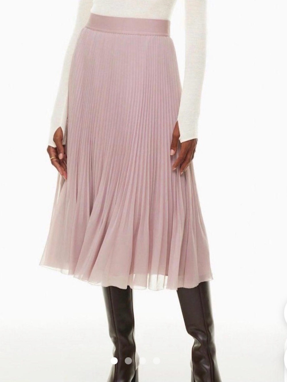 Aritzia Wilfred twirl Pleated Midi Skirt in Dusty Pink rose